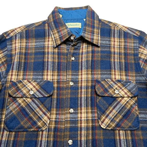 Vintage St. John’s Bay Wool Plaid Shirt Jacket Lined Sz Large 100% Virgin Wool - Picture 3 of 10